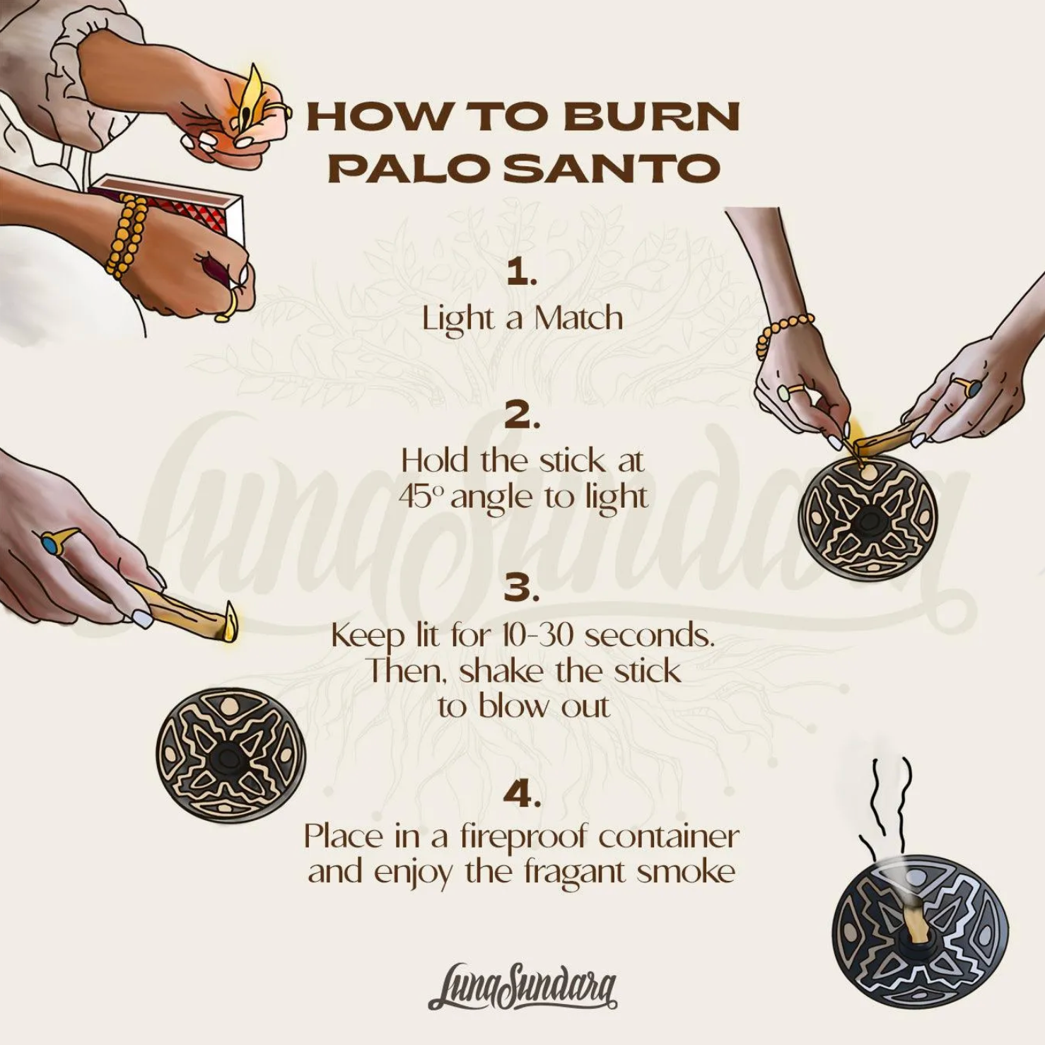 ceramic palo santo holder + 5 palo santo sticks